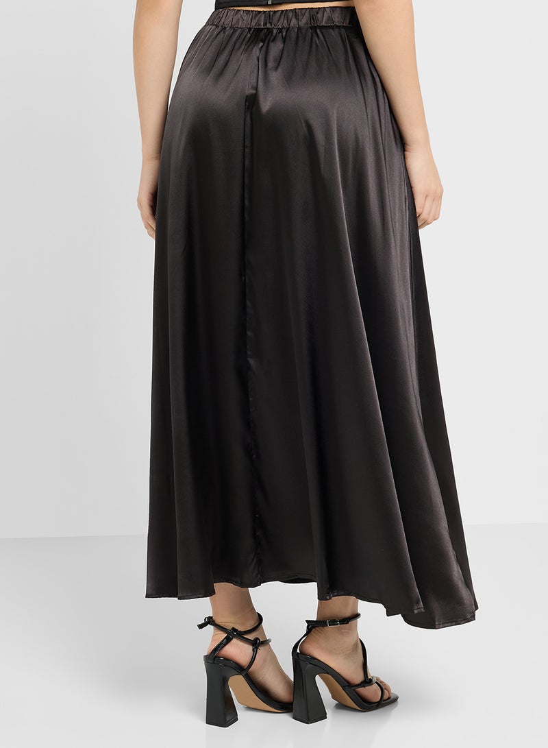 Ginger Boxy Pleat Satin Skirt - Image 3