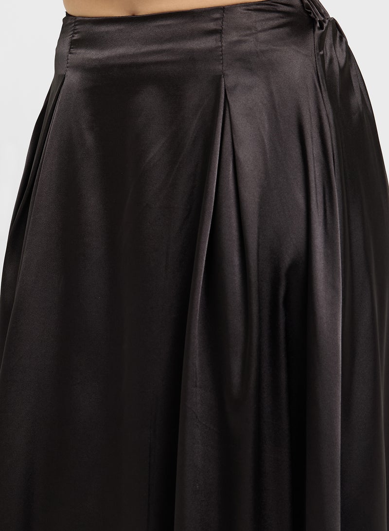 Ginger Boxy Pleat Satin Skirt - Image 4