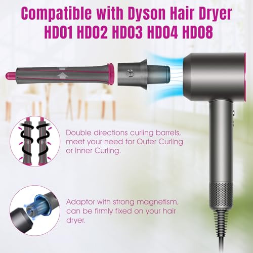 Chuancheng 1.2 Inch/30MM Long Hair Curling Iron Barrels for Dyson Airwrap HS01 HS05 Attachment Parts Hair Tool, with Adaptor for Dyson Hair Dryer Converting to Airwrap Styler, 1 Pair - Image 4