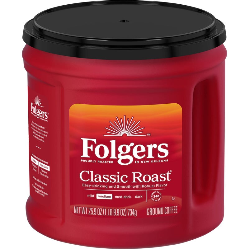 Folgers Classic Roast Ground Coffee, Medium Roast Coffee, 25.9 Ounce Canister - Image 1