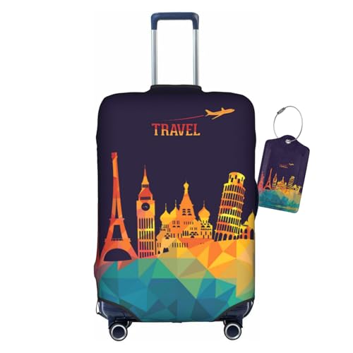Vridoyt WorldRenowned Iconic Buildings Luggage Covers and Luggage Tags Tsa Approved Elastic Washable Fashionable AntiScratch Protector Birthday GiftsM 2225 Inch - Image 1