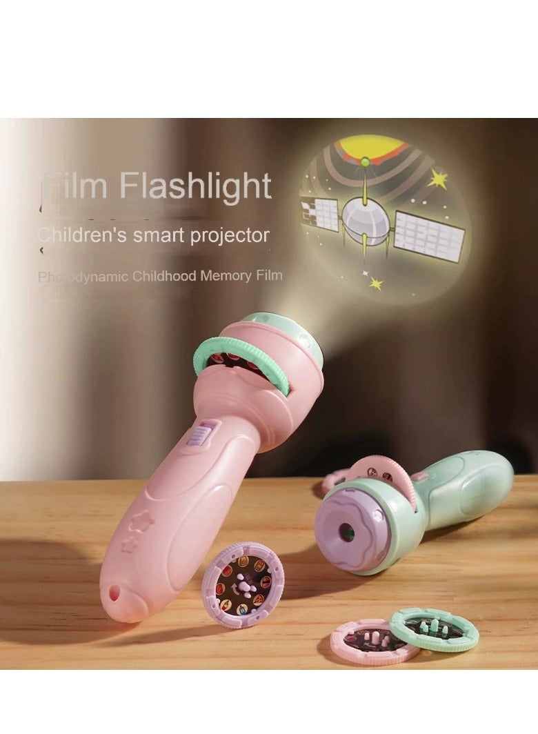 Cartoon Kids Projection Flashlight | Pink Mini Projector | 80 Image Slides | Educational Toy for Baby & Toddler | Handheld Toy Projector | Gift for Kids | Early Learning Night Light | Space, Animals, Food, Numbers & More | Market Stall Toy | Gift Box Packaging | 11.5*3.8 cm - Image 2