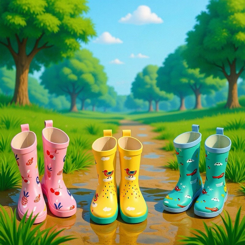 Enbihouse Ins Wind Pineapple Plum Blossom Children'S Boots Water Shoes Middle Tube Rain Boots Rubber Children'S Rain Boots - Image 2
