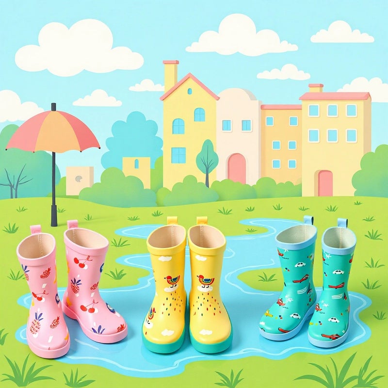 Enbihouse Ins Wind Pineapple Plum Blossom Children'S Boots Water Shoes Middle Tube Rain Boots Rubber Children'S Rain Boots - Image 3