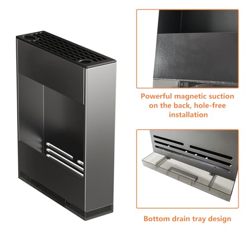 Teadokly Magnetic Universal Knife Block Holder, Magnetic Aluminum Knife Holder for Refrigerator with Slots for Scissors and Sharpening Rod Storage Stand Display Unique Slot Design to Protect Blade - Image 3