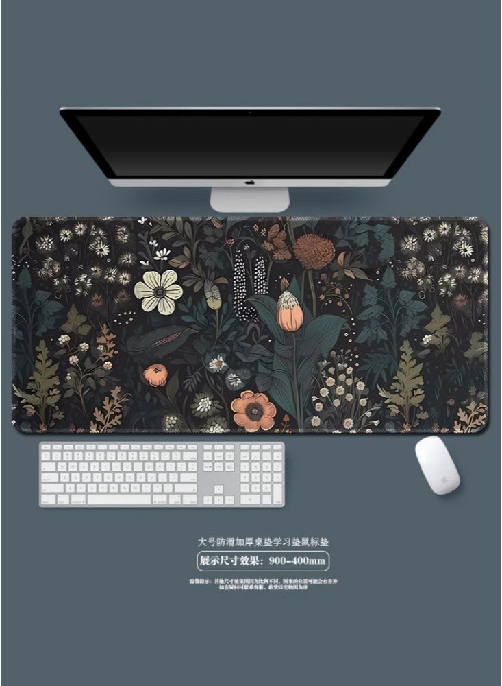 300×700×2mm Large Gaming Mouse Pad Extended Anti-Skid with Stitched Edges Waterproof Desk Pad with Non-Slip Base Computer Keyboard Pad Protector Double Sided Desk Pad Office Desk Mat for Gamer Office & Home Super Creative Plant 2(Black)