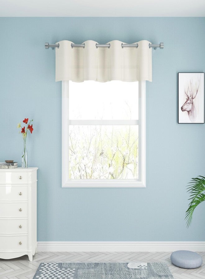UPOPO Ivory Valance Curtains Living Room 18 inch Long Linen Textured Kitchen Short Small Mini Curtain Toppers Valance Bedroom Windows Cabinet Caravan Curtain Panels Grommet Top 1 Piece