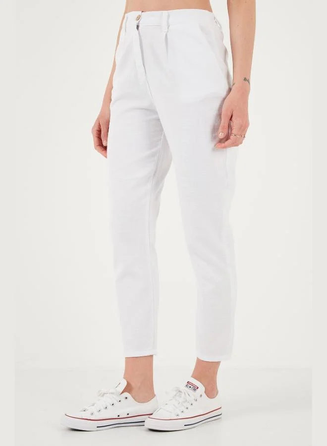 Lela Lela Cotton Slim Fit Normal Waist Straight Leg Trousers Women's TROUSERS 668Y5121