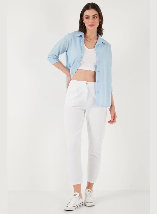 Lela Lela Cotton Slim Fit Normal Waist Straight Leg Trousers Women's TROUSERS 668Y5121