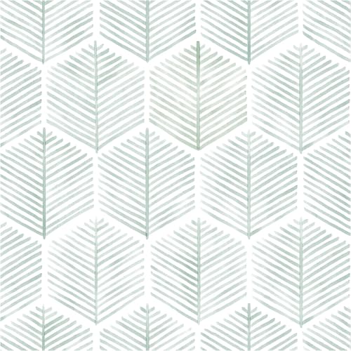 Rylan Modern Peel and Stick Wallpaper Boho Contact Paper for Cabinets and Drawers Self Adhesive Wallpaper Removable Wallpaper for Bedroom Geometric Wallpaper for Bathroom Green/White 45 * 300 - Image 1