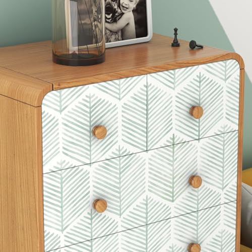 Rylan Modern Peel and Stick Wallpaper Boho Contact Paper for Cabinets and Drawers Self Adhesive Wallpaper Removable Wallpaper for Bedroom Geometric Wallpaper for Bathroom Green/White 45 * 300 - Image 4