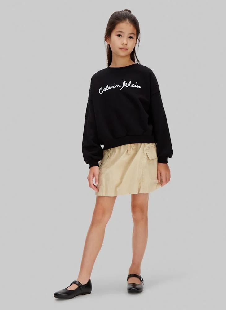 Calvin Klein Jeans 1716 BLACK Boxy Logo Sweatshirt for Women | Best Price UAE