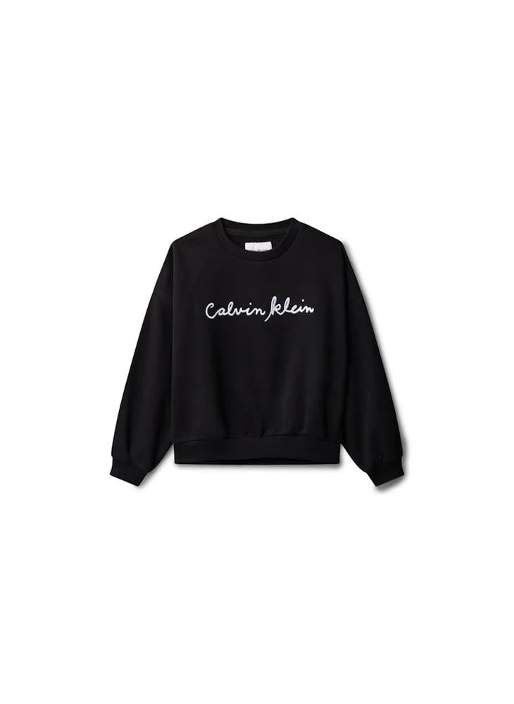 Calvin Klein Jeans 1716 BLACK Boxy Logo Sweatshirt for Women | Best Price UAE