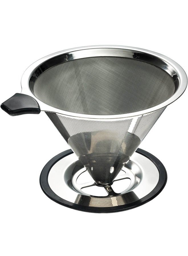 Yitelle Stainless Steel Pour Over Coffee Cone Dripper with Cup Stand and Scooping Spoon Plus Cleaning Brush - Image 1