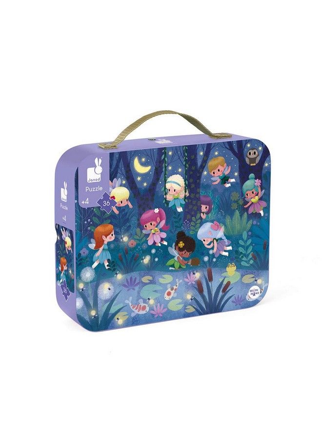 Janod لعبة تركيب الصور المقطوعة المكونة من 36 قطعة من الجنيات وزنابق الماء للأطفال من سن 4 سنوات فما فوق J02664 - Image 1