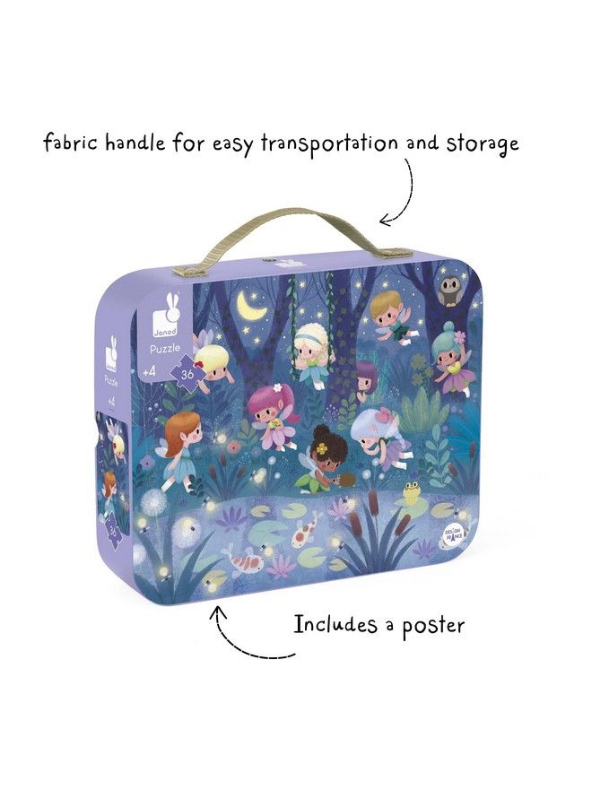 Janod لعبة تركيب الصور المقطوعة المكونة من 36 قطعة من الجنيات وزنابق الماء للأطفال من سن 4 سنوات فما فوق J02664 - Image 4