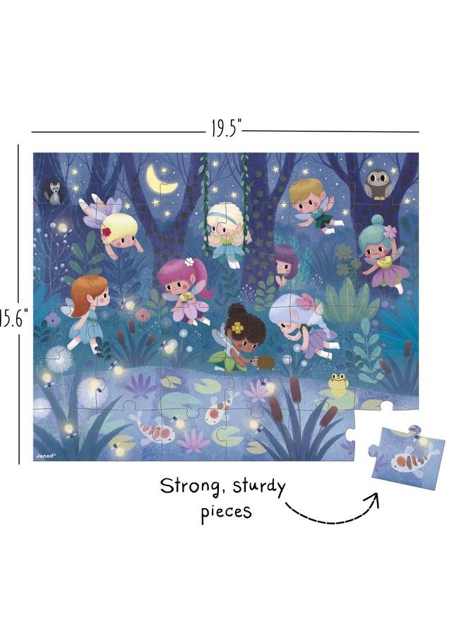 Janod لعبة تركيب الصور المقطوعة المكونة من 36 قطعة من الجنيات وزنابق الماء للأطفال من سن 4 سنوات فما فوق J02664 - Image 3