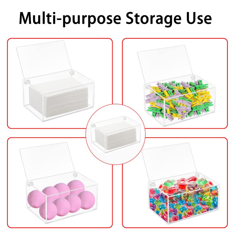 Watpot Acrylic Laundry Dryer Sheet Holder, Clear Dryer Sheets Container with Lid for Laundry Room, Clear - Image 5
