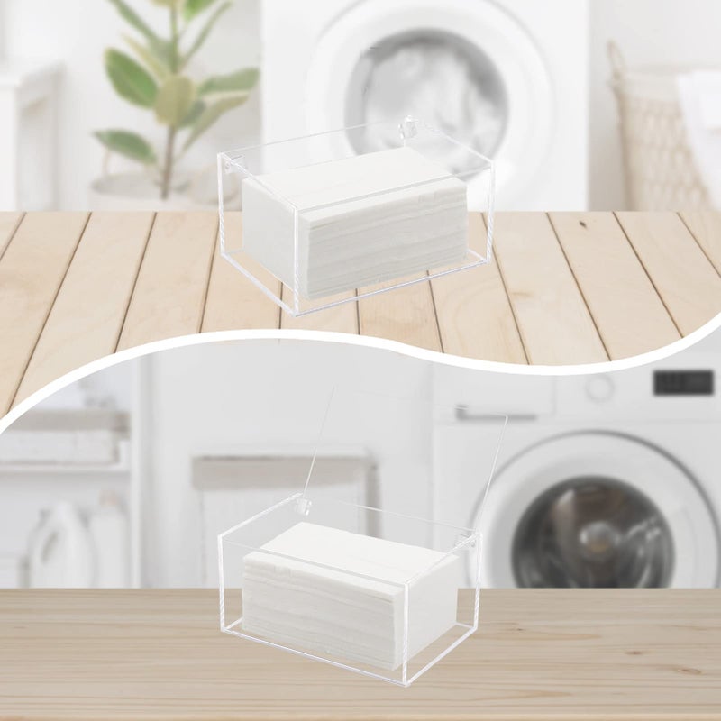 Watpot Acrylic Laundry Dryer Sheet Holder, Clear Dryer Sheets Container with Lid for Laundry Room, Clear - Image 2