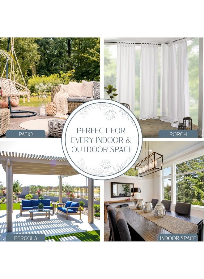Elrene Home Fashions Matine Weatherproof Tab-Top Indoor/Outdoor Solid Color Curtain Panel for Porch, Pergola, Patio, Deck, 52â€W x 108â€L, White - Image 2