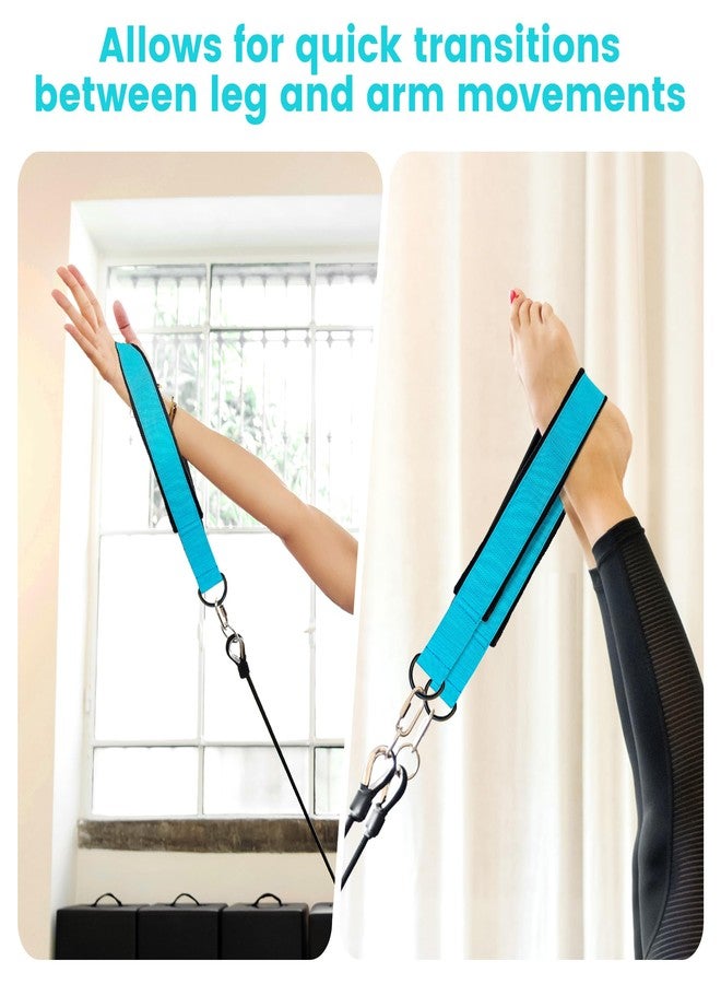 HASSLICKIT 2PCS Pilates Double Loop Strap for Reformer Fitness D-Ring Straps Handle, Yoga Pilates Equipmen D-Ring Exercise Strap for Gym Workout Home(Lake Blue) - Image 4