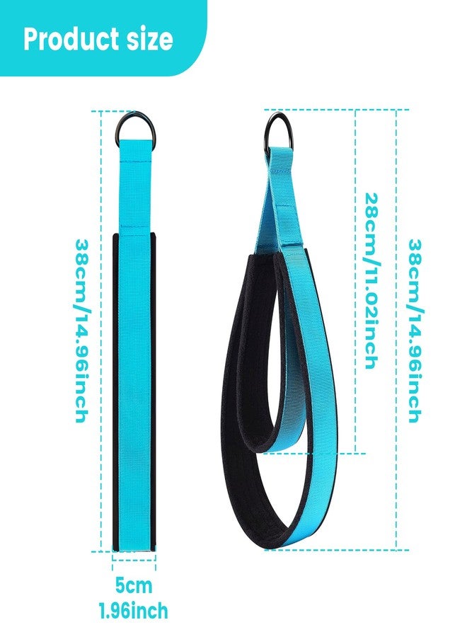 HASSLICKIT 2PCS Pilates Double Loop Strap for Reformer Fitness D-Ring Straps Handle, Yoga Pilates Equipmen D-Ring Exercise Strap for Gym Workout Home(Lake Blue) - Image 2