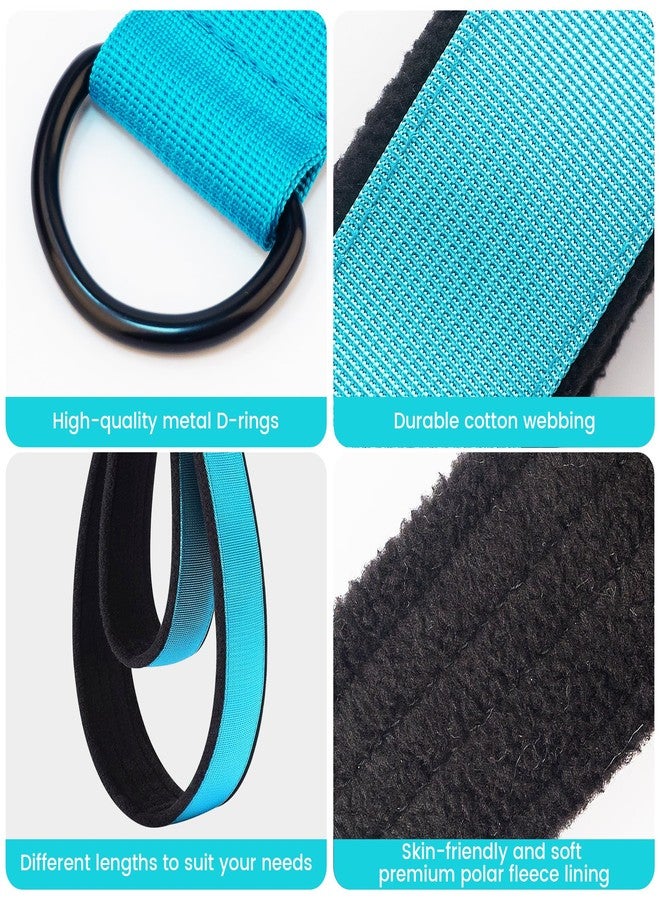 HASSLICKIT 2PCS Pilates Double Loop Strap for Reformer Fitness D-Ring Straps Handle, Yoga Pilates Equipmen D-Ring Exercise Strap for Gym Workout Home(Lake Blue) - Image 3