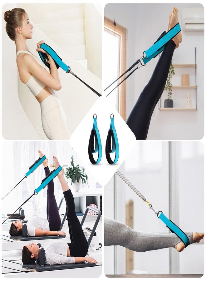 HASSLICKIT 2PCS Pilates Double Loop Strap for Reformer Fitness D-Ring Straps Handle, Yoga Pilates Equipmen D-Ring Exercise Strap for Gym Workout Home(Lake Blue) - Image 5