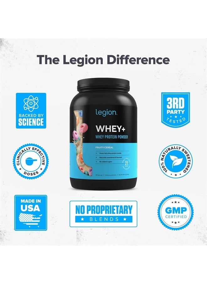 Legion - Whey+ Whey Isolate Protein Powder from Grass Fed Cows - Low Carb, Low Calorie, Non-GMO, Lactose Free, Gluten Free, Sugar Free, All Natural Whey Protein Isolate 30 Serving (Cocoa Cereal) - Image 1