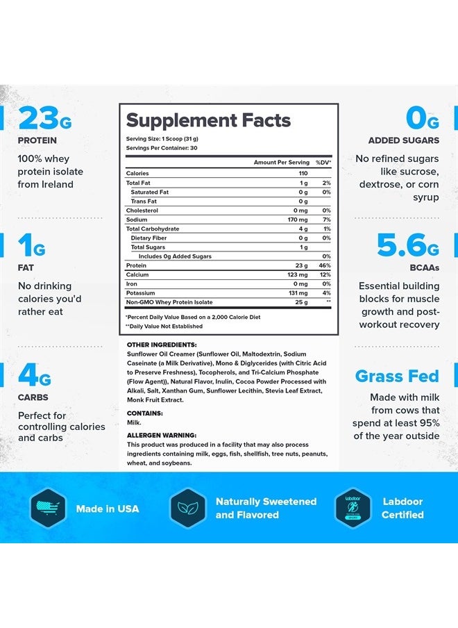 Legion - Whey+ Whey Isolate Protein Powder from Grass Fed Cows - Low Carb, Low Calorie, Non-GMO, Lactose Free, Gluten Free, Sugar Free, All Natural Whey Protein Isolate 30 Serving (Cocoa Cereal) - Image 1