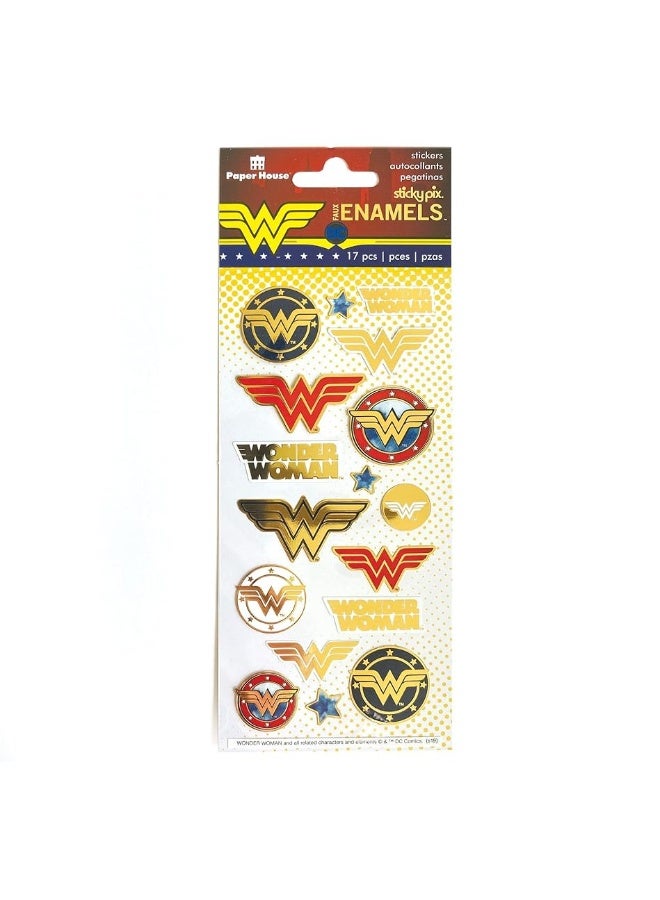 Playhouse DC Comics Wonder Woman Logos Shiny Foil Enamel Effect Sticker Sheet - 1 Pack - Image 3