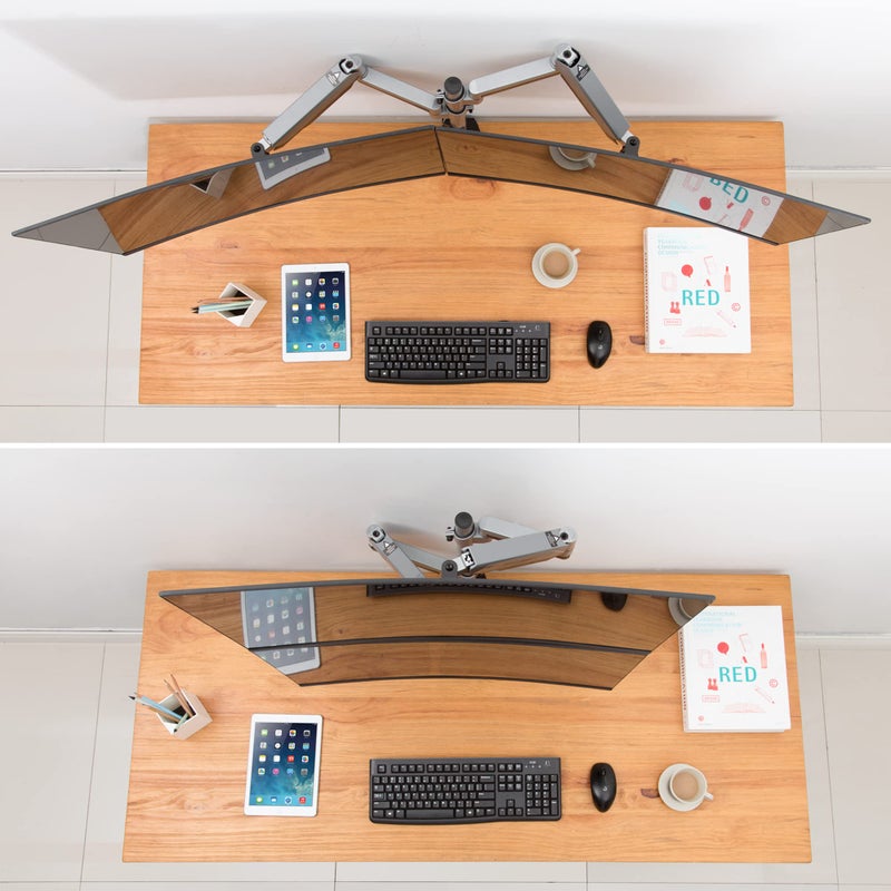 AVLT ذراع حامل الشاشة المزدوج AVLT بحجم 17"-32" لتركيب المكتب يناسب شاشتين مسطحتين/منحنيتين مع حركة كاملة وارتفاع قابل للتعديل وزاوية دوران - طويل جدًا/VESA/كليب C/فتحة - Image 4