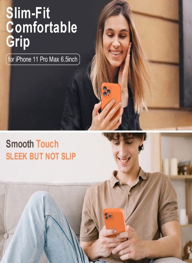 Vooii Compatible with iPhone 11 Pro Max Case, Upgraded Liquid Silicone with [Flat Edges] [Camera Protection] [Soft Anti-Scratch Microfiber Lining] Phone Case for iPhone 11 Pro Max - Bright Orange - Image 2