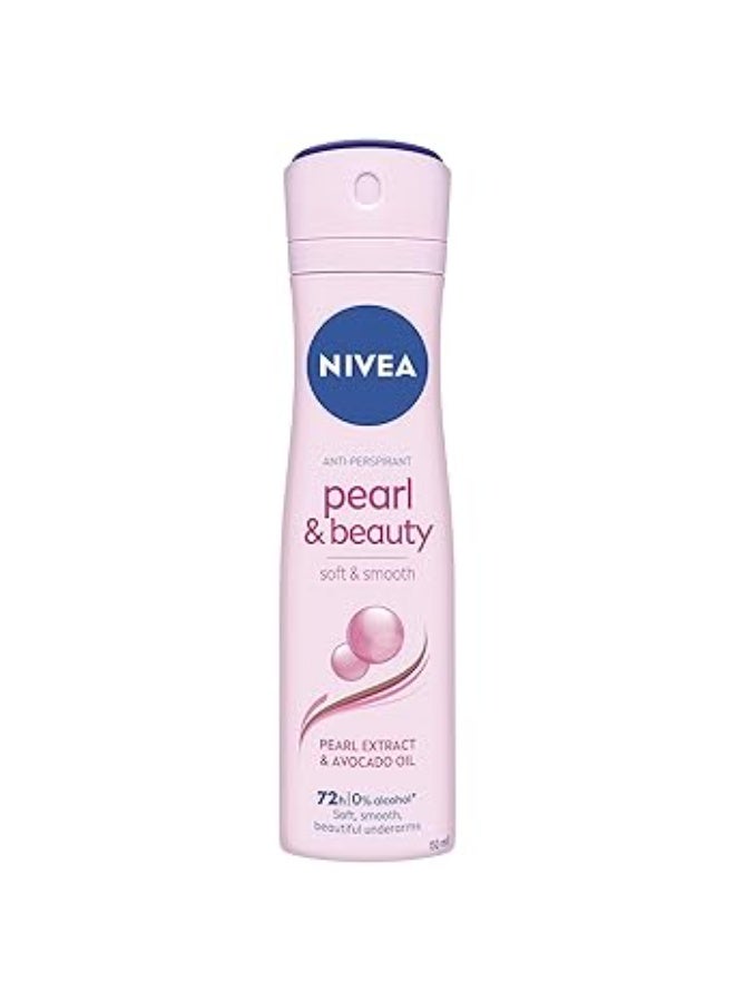 نيفيا NIVEA Pearl & Beauty Antiperspirant Deodorant Spray for Women, Soft & Smooth, 48H Active Protection, 0% Alcohol, with Pearl Extract and Avocado Oil, 150ml - Image 1