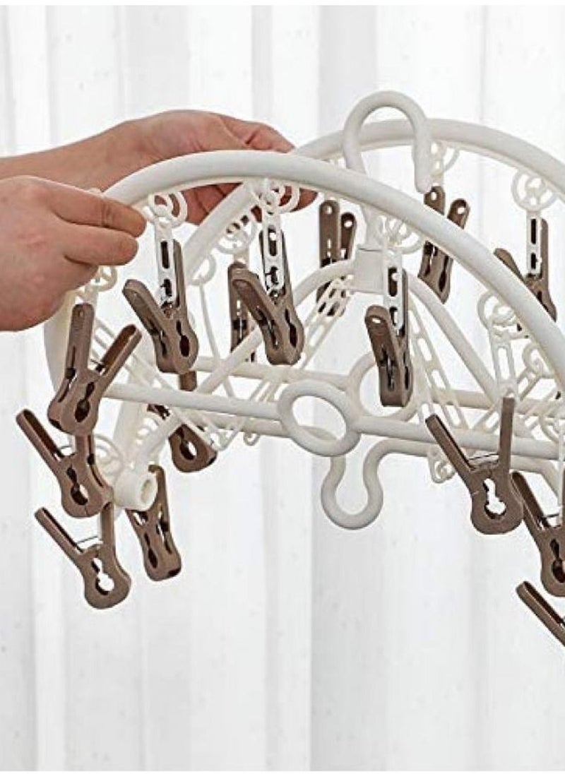 AIWANTO - Foldable Hanger Drying Rack 18 Clips Folding Plastic Clip and Drip Hanger - Image 1