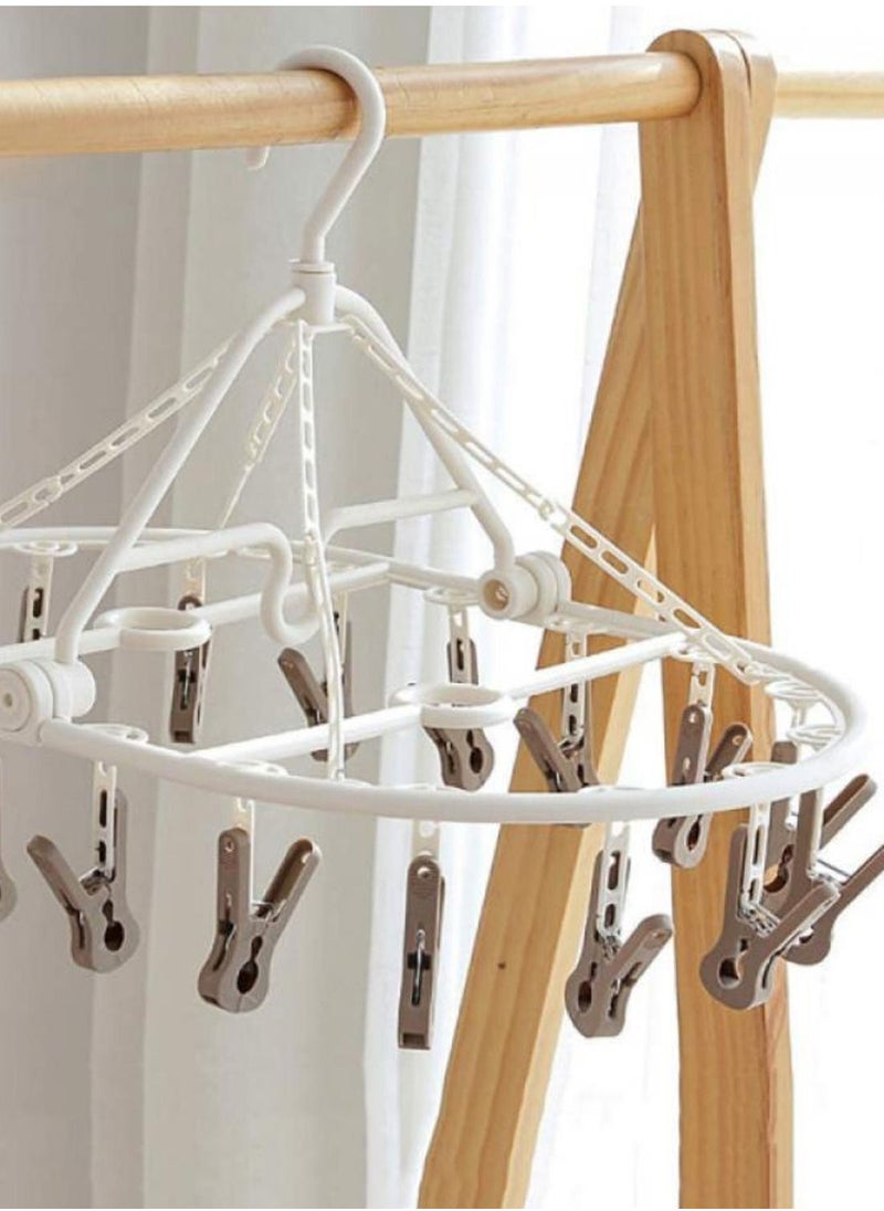 AIWANTO - Foldable Hanger Drying Rack 18 Clips Folding Plastic Clip and Drip Hanger - Image 1