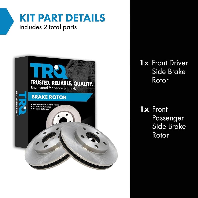 TRQ Front Disc Brake Rotor Pair Set Compatible with 88 / Bonneville/Century/Grand Prix/Intrigue/LeSabre/Montana/Regal/Silhouette/Trans Sport/Venture - Image 2