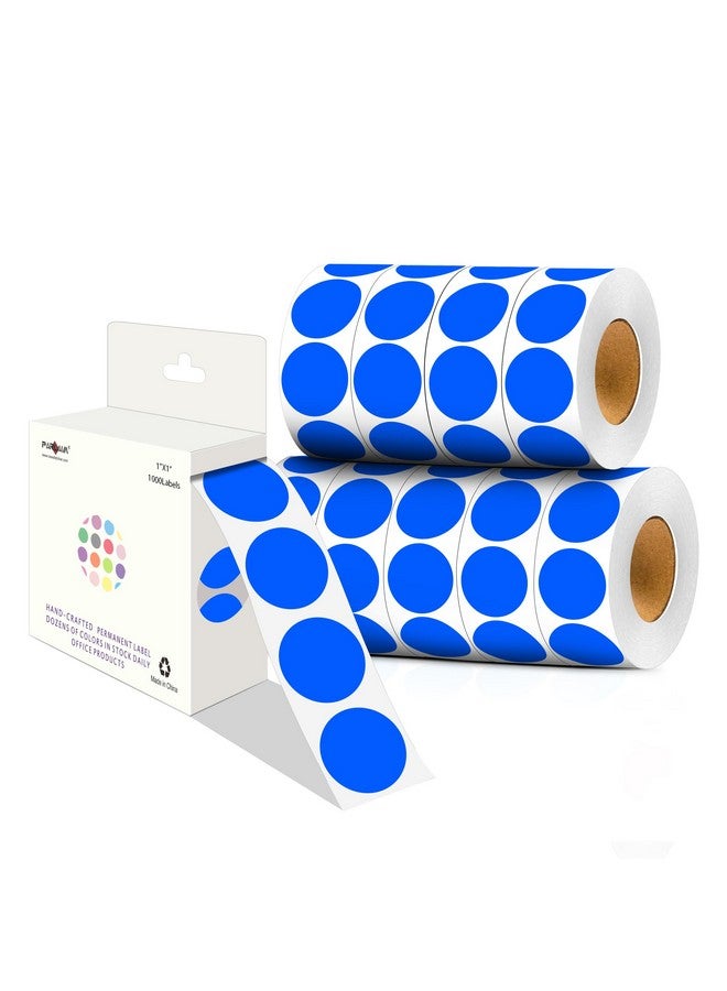 PARLAIM 1 Inch Round Color-Code Dot Stickers,10000Per/10 Rolls Dots Label Dispenser Box,Blue Circle Stickers Label For Office Home (Blue) - Image 1