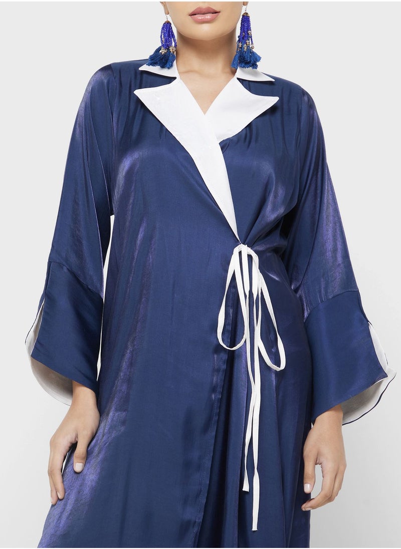 Khizana - Tie Detail Abaya - Image 1