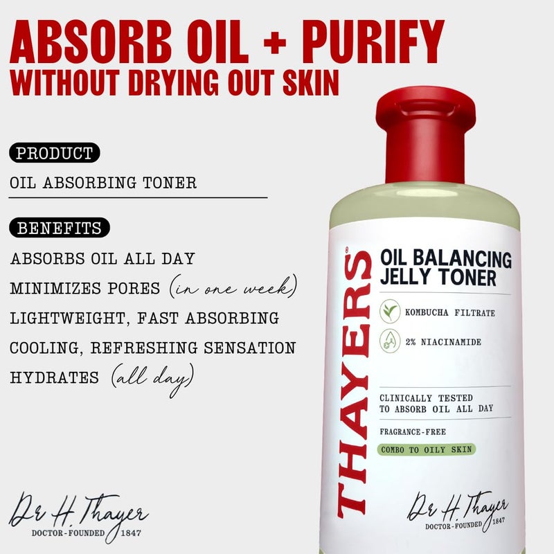 Thayers Oil Balancing and Cooling Jelly Toner, Pore Reducing Facial Toner That Mattifies and Hydrates, Skin Care for Combination to Oily Skin, 12 Fl Oz - Image 2