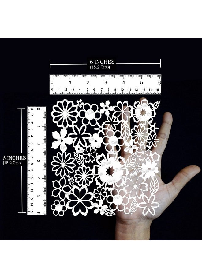 CrafTreat CrafTreat Reusable Flower Stencils for Craft and Art for Adults - Brimming Blooms - Size: 6X6 Inches - Small Flowers Design Stencil for Project - Leaves and Flower Stencil for Fabric  - Image 2