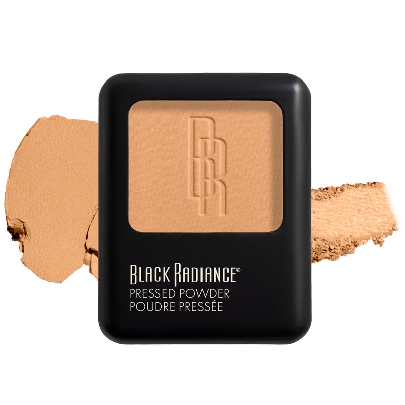 Black Radiance Pressed Powder, Pigment-Rich Matte Finish for Light Skin Tones, Oil-Absorbing Compact with Mirror & Sponge - Biscotti - Image 1