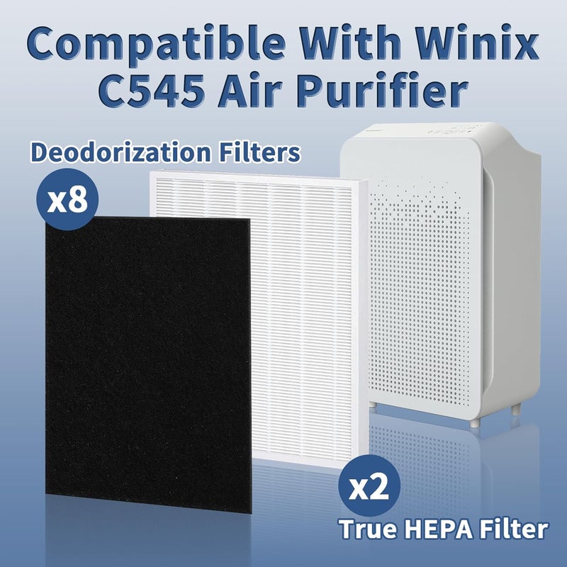 Funmit C545 True HEPA Replacement Filter S Compatible with Winix C545 Air Purifier Replacement for Winix S Filter 1712-0096-00 and 2522-0058-00, 2 x True HEPA And 8 x Activated Carbon Filter - Image 3