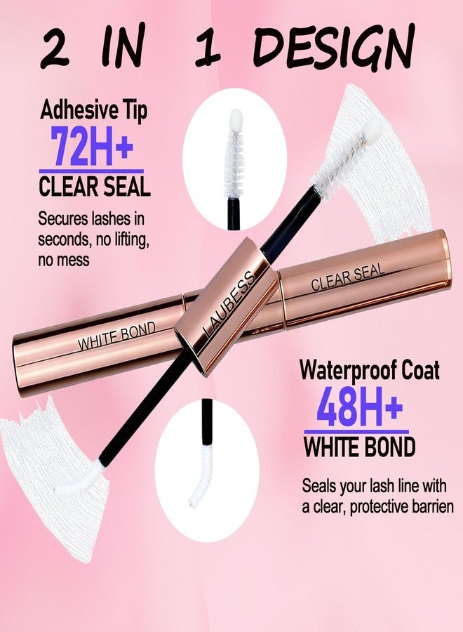 LAUBESS Lash Bond and Seal Lash Glue Waterproof LAUBESS 2-IN-1 Cluster Lash Glue for Eyelash Clusters 72H 10ml (White/Clear) - Image 2