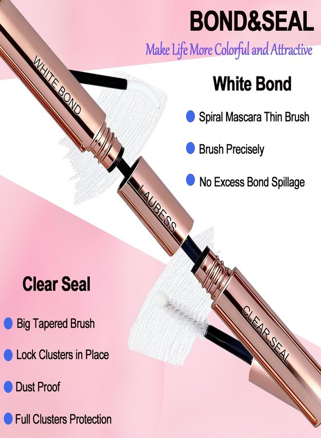 LAUBESS Lash Bond and Seal Lash Glue Waterproof LAUBESS 2-IN-1 Cluster Lash Glue for Eyelash Clusters 72H 10ml (White/Clear) - Image 3
