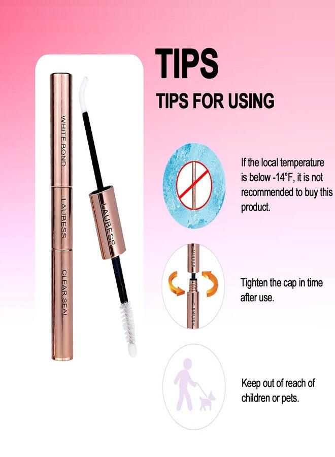 LAUBESS Lash Bond and Seal Lash Glue Waterproof LAUBESS 2-IN-1 Cluster Lash Glue for Eyelash Clusters 72H 10ml (White/Clear) - Image 5
