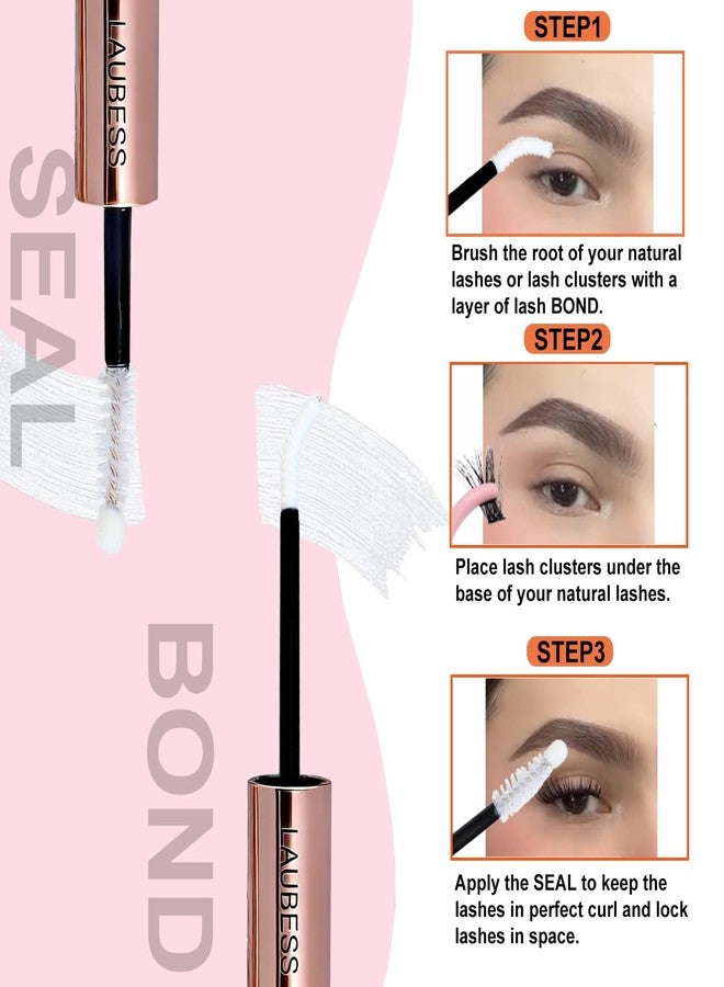LAUBESS Lash Bond and Seal Lash Glue Waterproof LAUBESS 2-IN-1 Cluster Lash Glue for Eyelash Clusters 72H 10ml (White/Clear) - Image 4
