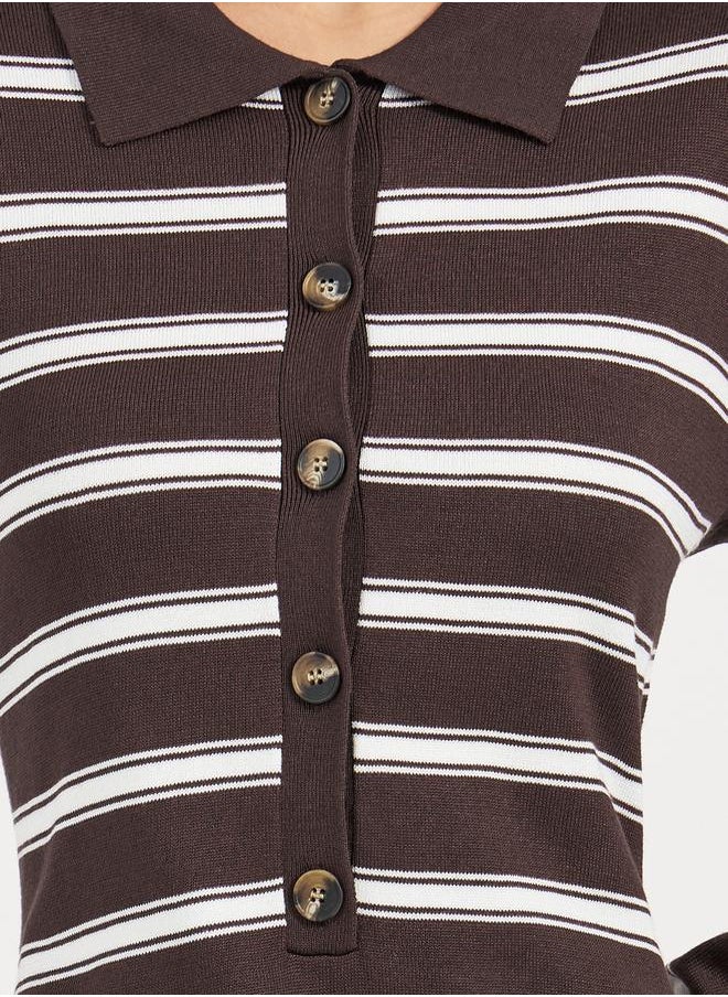 Styli Striped Polo Midi Dress  - Image 3