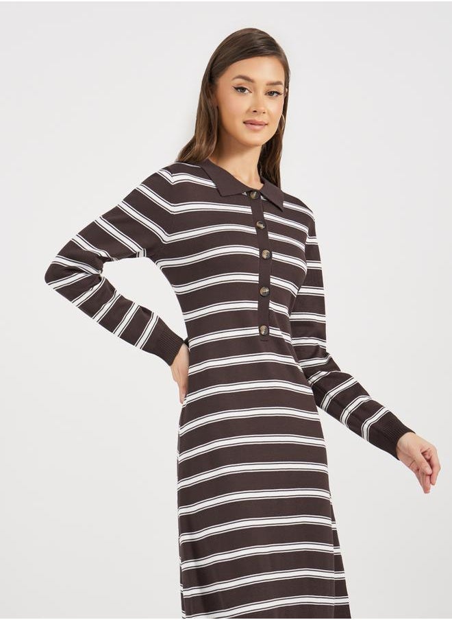 Styli Striped Polo Midi Dress  - Image 5