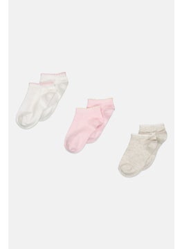 RBX Kids Girl 3 Pair Plain Socks, Pink  - Image 1